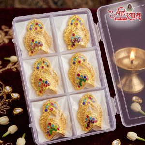 Laddu Gopal Mukut Shringar Box Set – Gold Finish Designer Mukut for Thakur Ji (Pack of 6)